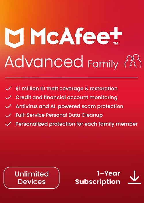 McAfee+ Advanced - Family Gift Card (PC, Android, Mac, iOS)