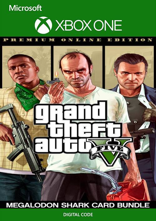Grand Theft Auto V 5 Premium Online Edition and Megalodon Shark Card Bundle Xbox One (UK)