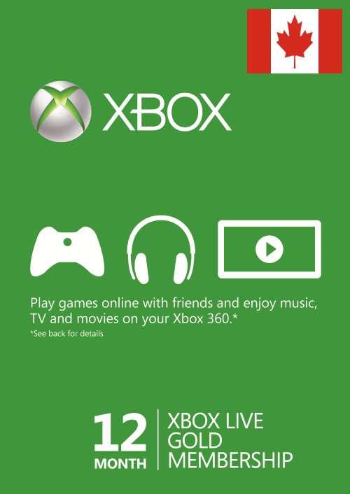 12 mois d'abonnement Xbox Live Gold Xbox One/360 (Canada)